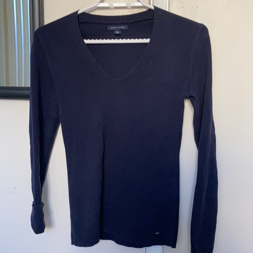 Tommy hilfigher xs navy knit top sweater